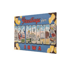 Des Moines, Iowa - grandes scènes 2 de lettre Impressions Sur Toile