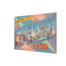Des Moines, Iowa - grandes scènes 3 de lettre Toiles Tendues Sur Châssis