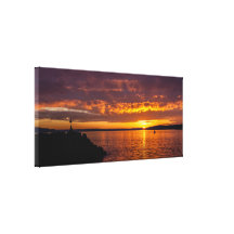 Des Moines Marina sunset Stretched Canvas Print