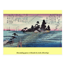Descending geese at Haneda by Ando, Hiroshige Postcard