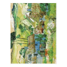 Description Van Gogh painting Thatched Cottages by Postcards