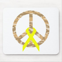 Desert Camo Peace & Ribbon Mouse Pad