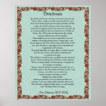 Desiderata "choses désirées", prose posters