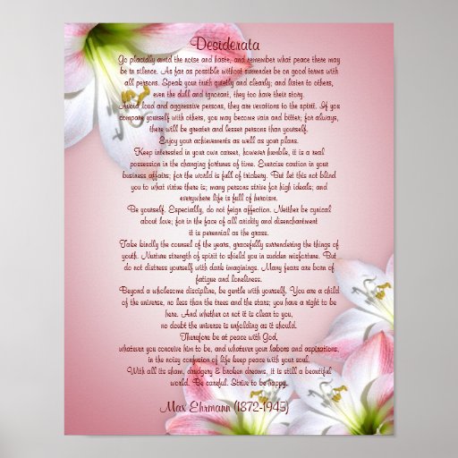 Desiderata "desired things", prose floral print