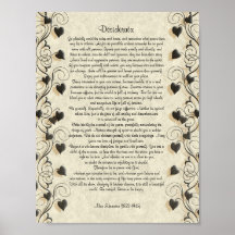 Desiderata "desired things", prose on parchment print