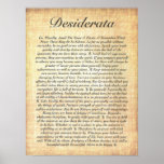 DESIDERATA on Fossilized Wood Paper Poster