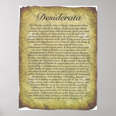 Desiderata Poem on Antique Style Paper Posters by DESIDERATA4U