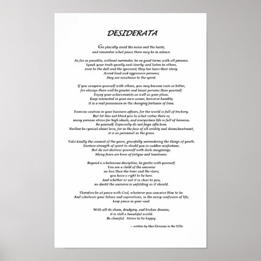 Desiderata  White Print