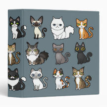 Design Your Own Cartoon Cat 3 Ring Binders