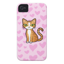 Design Your Own Cartoon Cat (love hearts) iPhone 4 Case-Mate Case