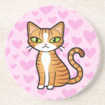 Design Your Own Cartoon Cat (love hearts) Beverage Coaster