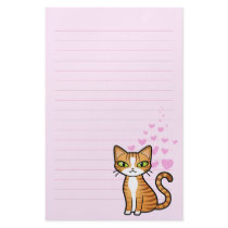 Design Your Own Cartoon Cat (love hearts) Custom Stationery