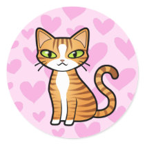 Design Your Own Cartoon Cat (love hearts) Round Stickers