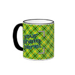DESIGN YOUR OWN! Neon Green Yellow Plaid Photo Mug