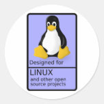 Designed for Linux Round Stickers