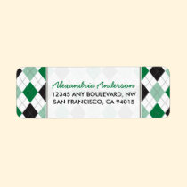 Designer Argyle Return Address Label (green/black) labels