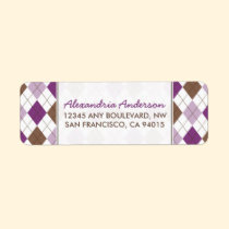 Designer Argyle Return Address Label (purple) labels