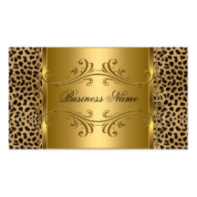 DEsigner Gold Black Leopard Animal Business Card Template