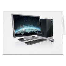 Desktop computer world globe card
