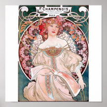 Dess roses de Paris de champenois de Mucha Posters