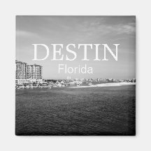 Destin Florida bay harbour black & white magnet
