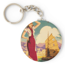 Destination: Hong Kong Retro Graphic Key Chain