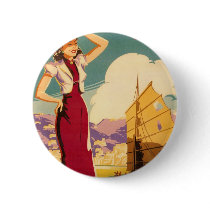 Destination: Hong Kong Retro Graphic Round Button