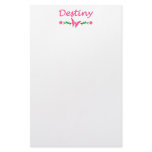 Destiny (Pink Butterfly) Personalized Stationery