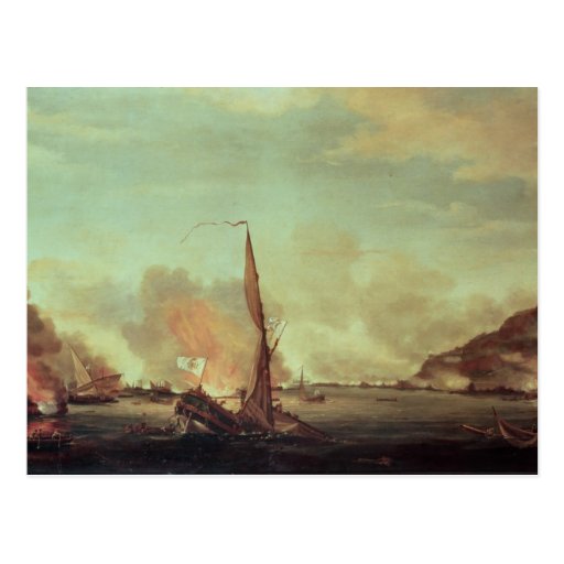 Destruction of the floating batteries at postcard