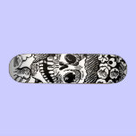 Detail female skull skeleton José Posada skateboards