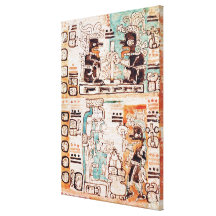 Detail from a Mayan codex Stretched Canvas Print