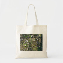 Detail of a small lichen plants on a rocky surface canvas bag