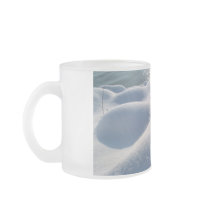 Detail of frozen river bank,ice,stone,sand,water.. coffee mugs