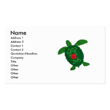 Detailed Honu w Hibiscus business cards