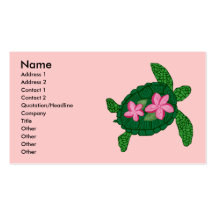 Detailed Honu w Plumaria business cards