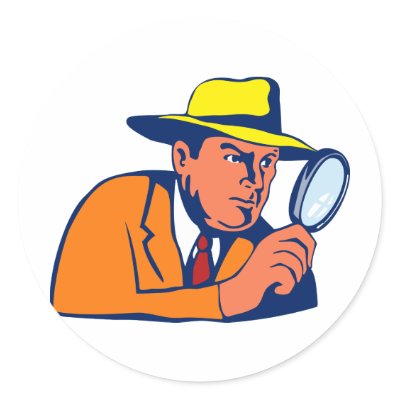 detective looking with magnifying glass stickers by patrimonio