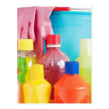 detergent bottles and bucket post card