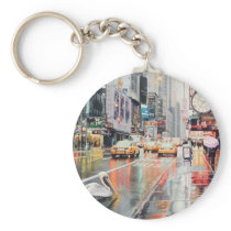 "Detour" Pelican in New York Watercolor Key Chains