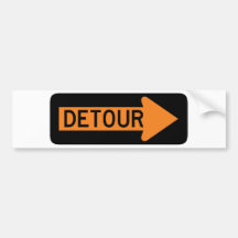 Detour Right Street Sign Bumper Sticker