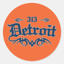 Detroit 313 round sticker
