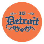 Detroit 313 round sticker