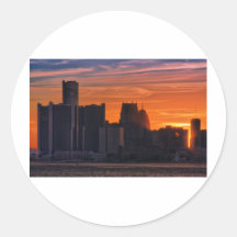 Detroit Cityscape 0516 Round Stickers