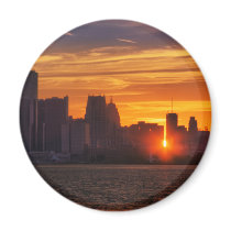 Detroit Cityscape 0527 Fridge Magnets