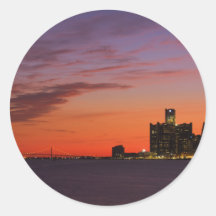 Detroit Cityscape 0552 Round Stickers