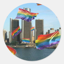 Detroit Flying Pride Round Stickers
