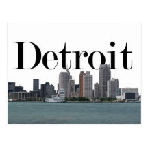 Detroit MI Skyline with Detroit in the Sky Postcards