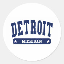 Detroit Michigan College Style tee shirts Stickers