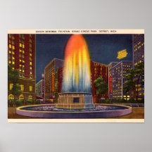 Detroit Michigan Edison Memorial Fountain Poster