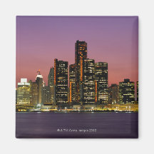 Detroit, Michigan Skyline at Night Refrigerator Magnet