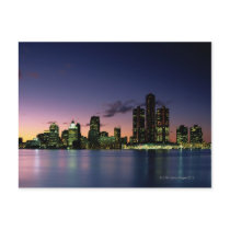 Detroit Skyline at Dusk 2 Postcard